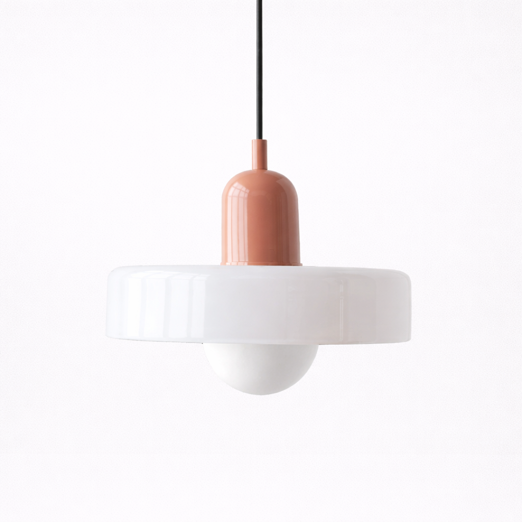 Mid-century pendant fixture with glass shade