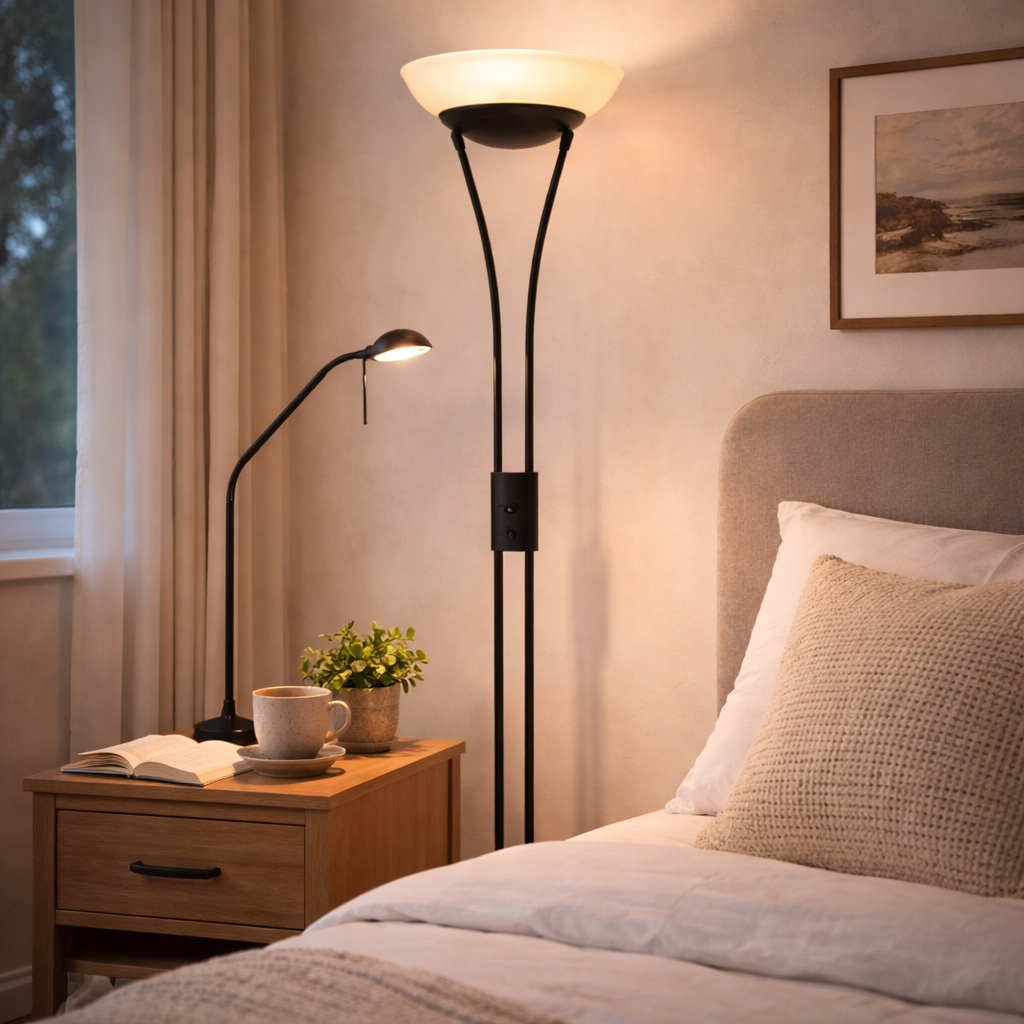 Lampadaire LED Noir Avec Barre Lumineuse Verticale