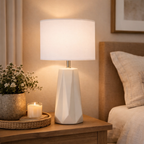 Matwitte Tafellamp Met Cilindrische Lampenkap