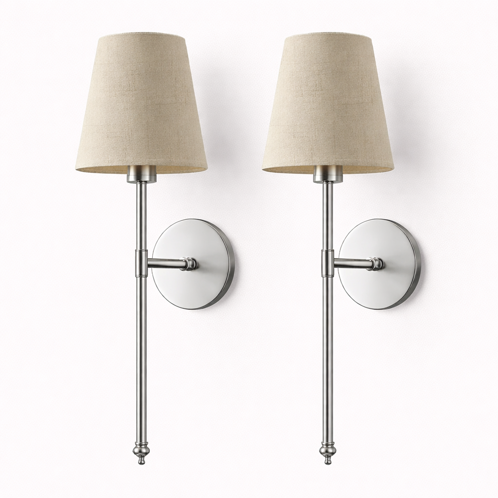 Wireless Wall Lamps in Sand Tone – Set of Two