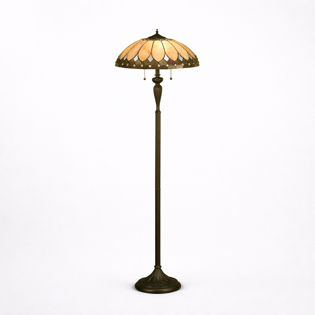 Vloerlamp Met Glas-in-Lood Kap In Klassieke Stijl