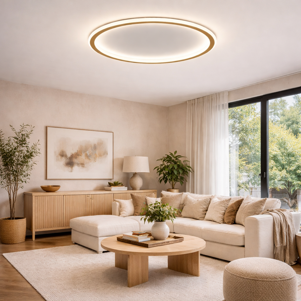 Runde LED-Deckenleuchte mit modernem Lichtkreis