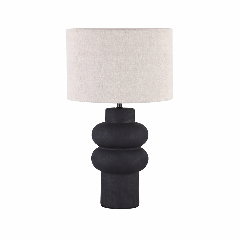 Keramisk Bordlampe Med Klassisk Fod Og Lampeskærm