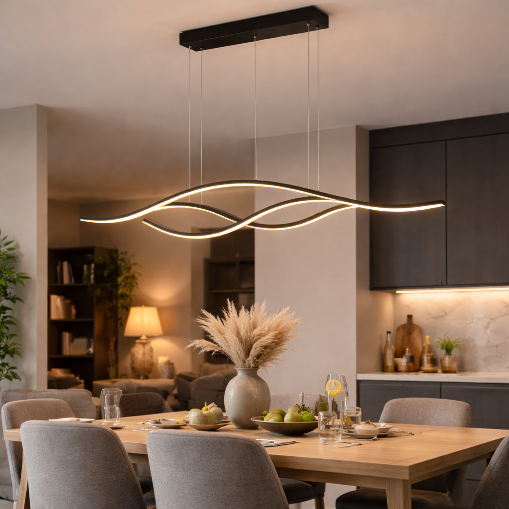 Hanglamp Met Dynamische Golfvorm En Moderne Lichtlijn