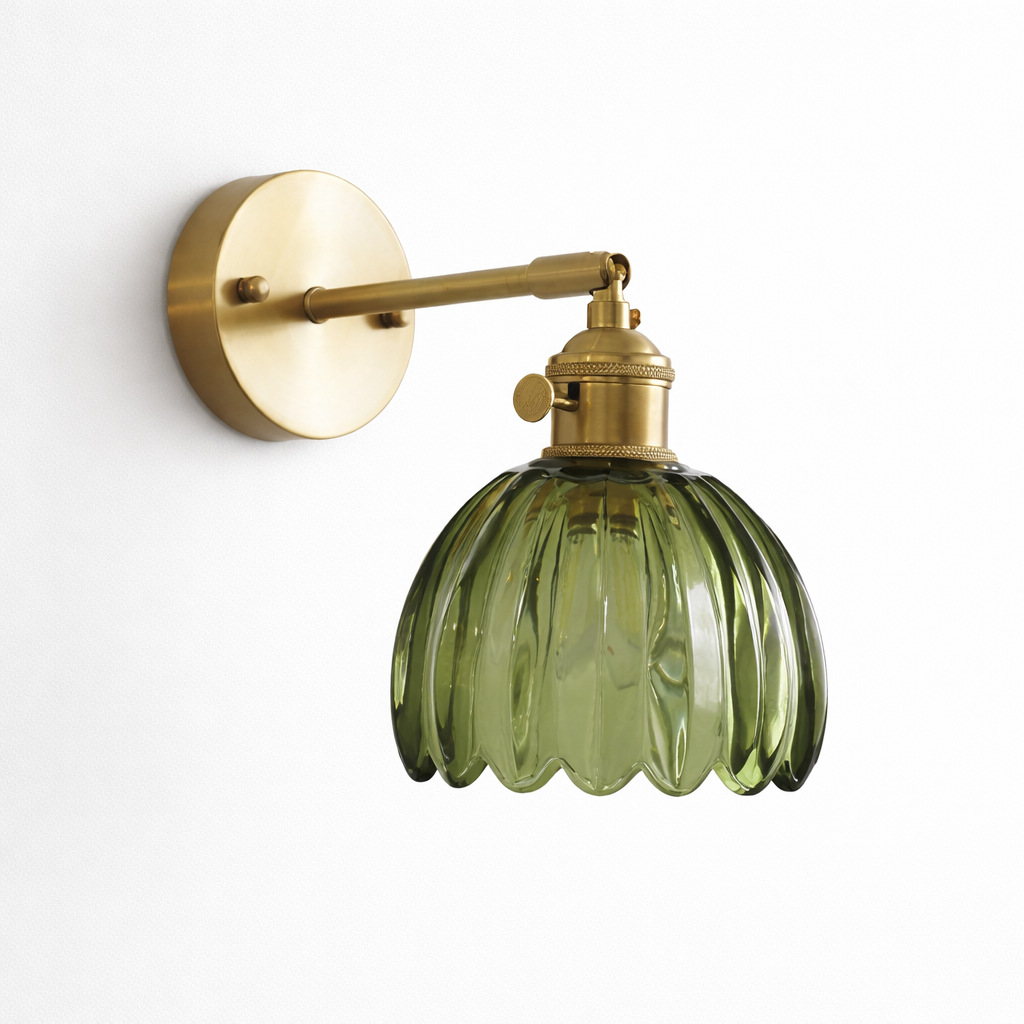 Vintage Wall Lamp with Tulip-Shaped Glass Shade