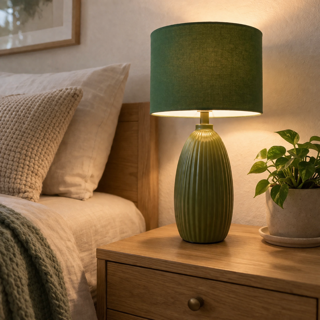 Sæt Med To Keramiske Bordlamper Med Klassisk Form