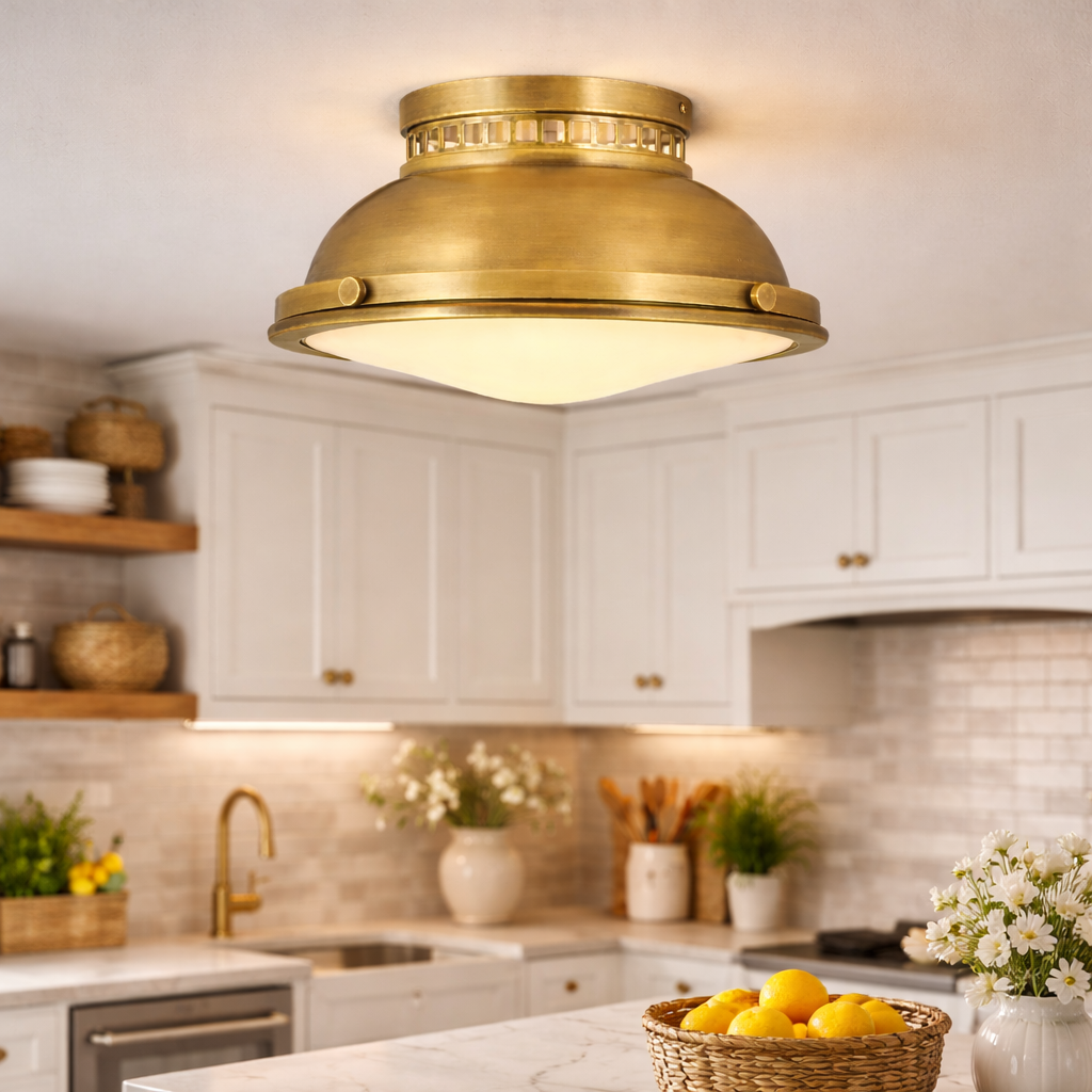 Ceiling Lamp With Two Light Points In Brass Finish