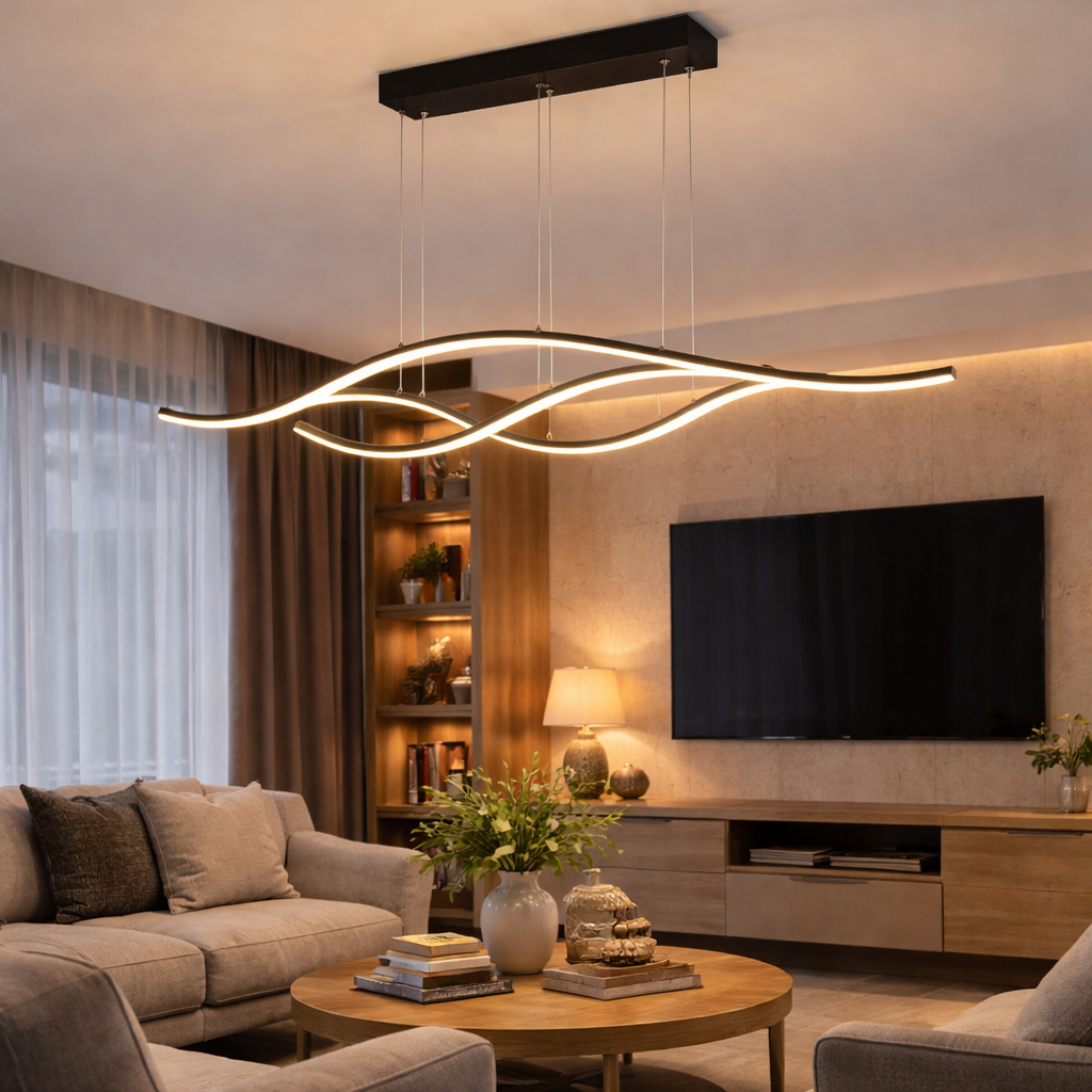 Hanglamp Met Dynamische Golfvorm En Moderne Lichtlijn