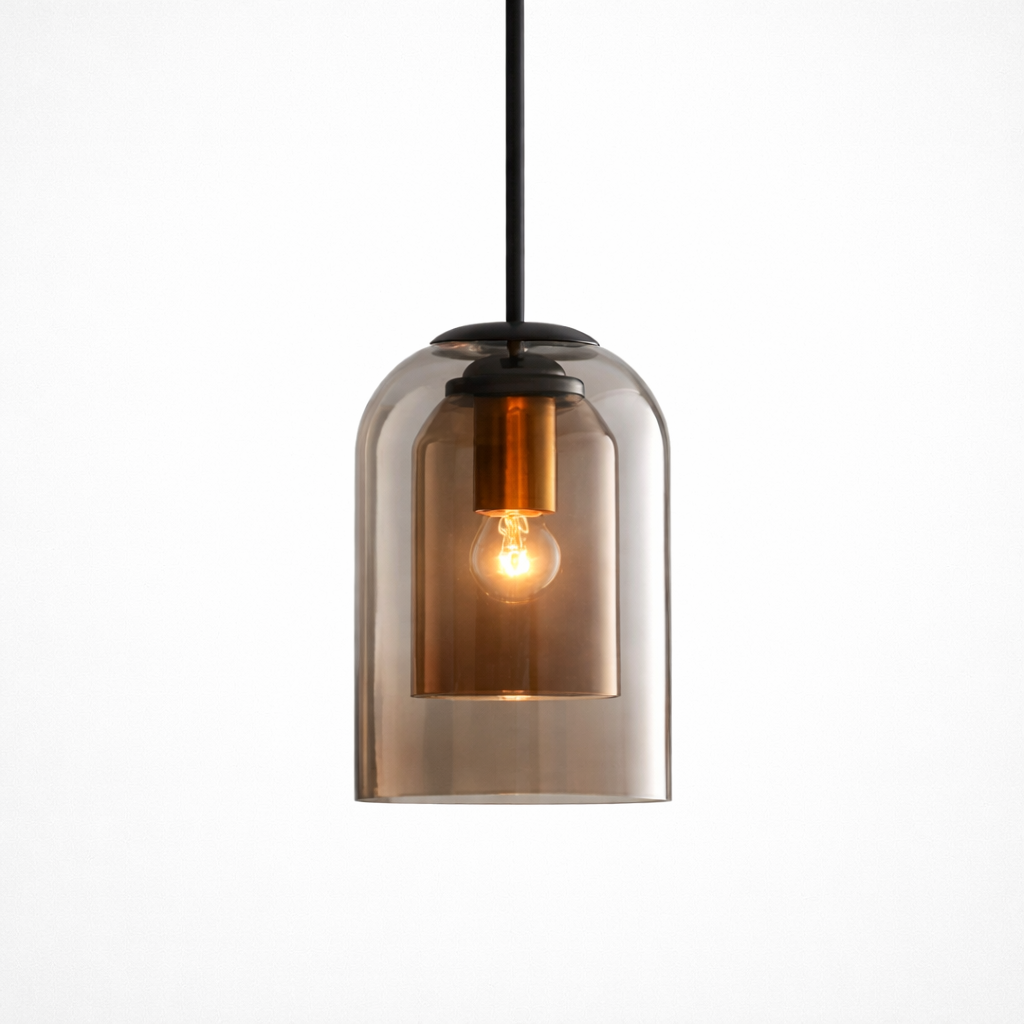 Mid-Century Pendant Lamp with Double Glass