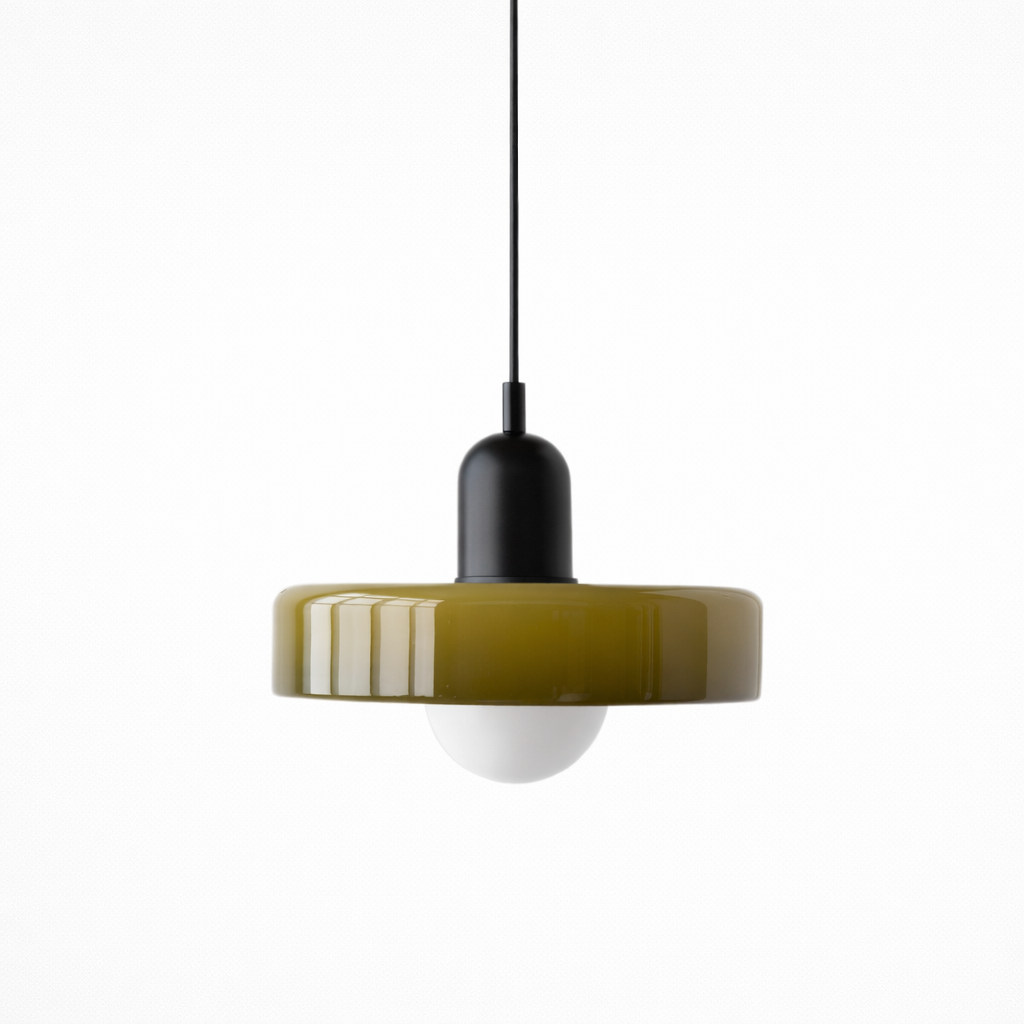 Ceramic Pendant Lamp with Disc and Sphere Shape