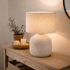 Lampe de Table en Céramique avec Abat-jour en Tissu