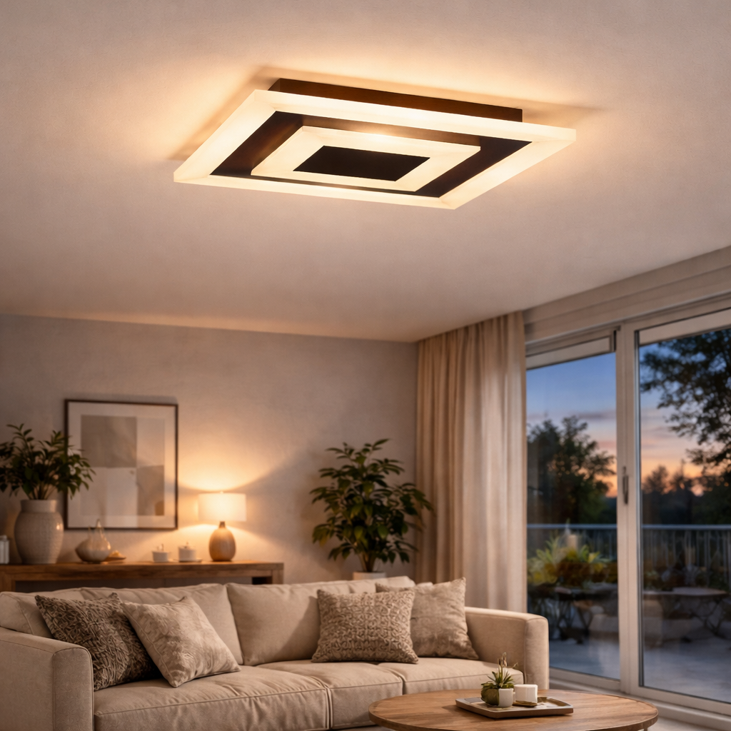 Vierkante Plafondlamp Met Strakke Vormgeving