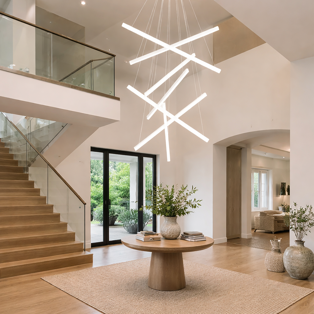 Pendant Lamp For Stairwell With Vertical Light Line