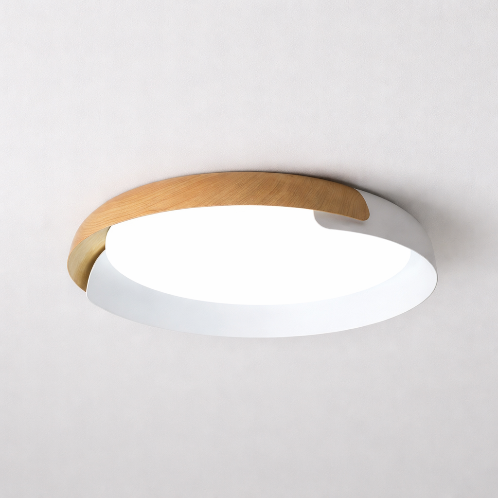 Plafonnier LED Moderne à Structure Bois