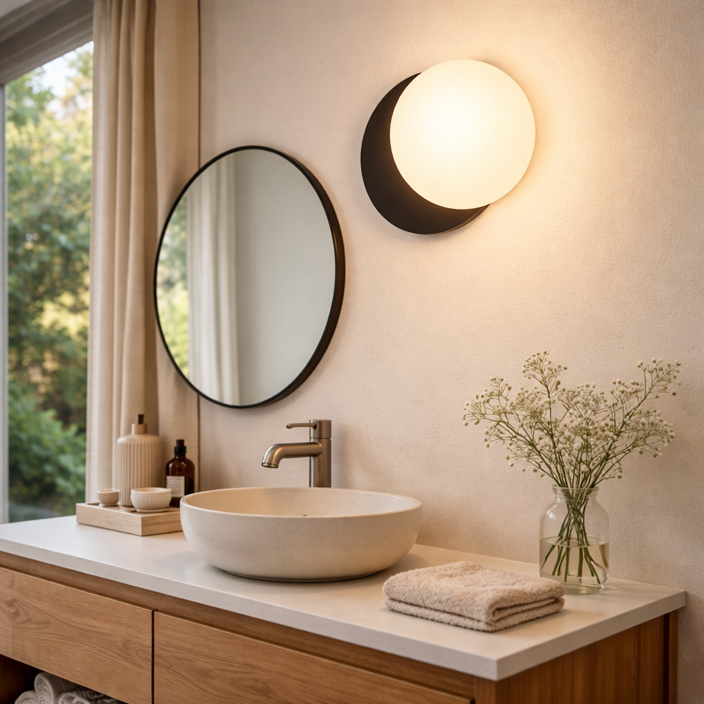 Wandlamp Met Matglazen Kap En Zwarte Basis