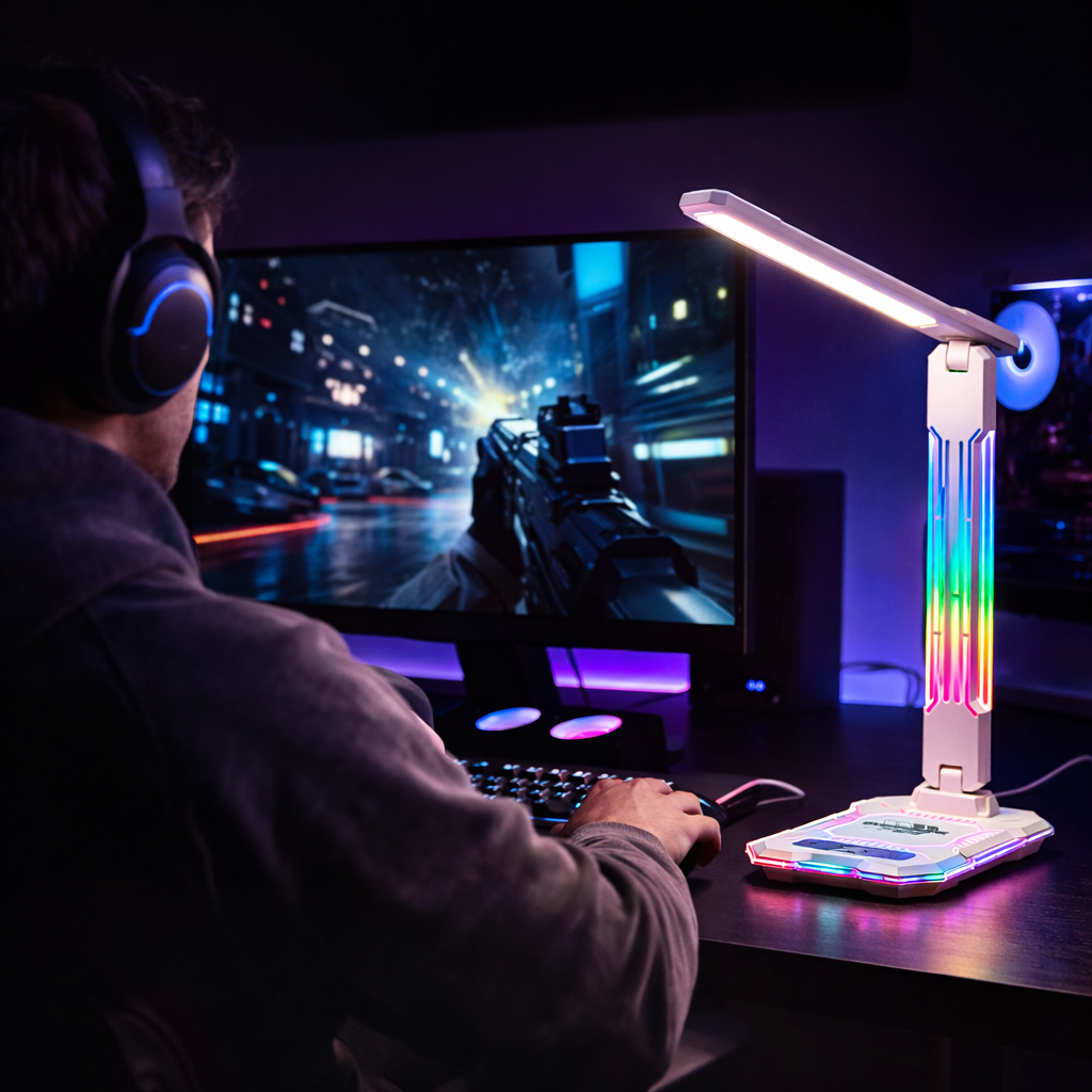 LED Desk Lamp With RGB Lighting And Adjustable Light Color