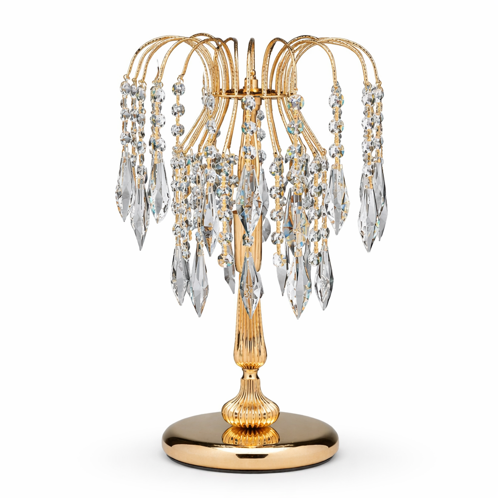Bordlampe Med Krystalaccents Og Dekorativt Design