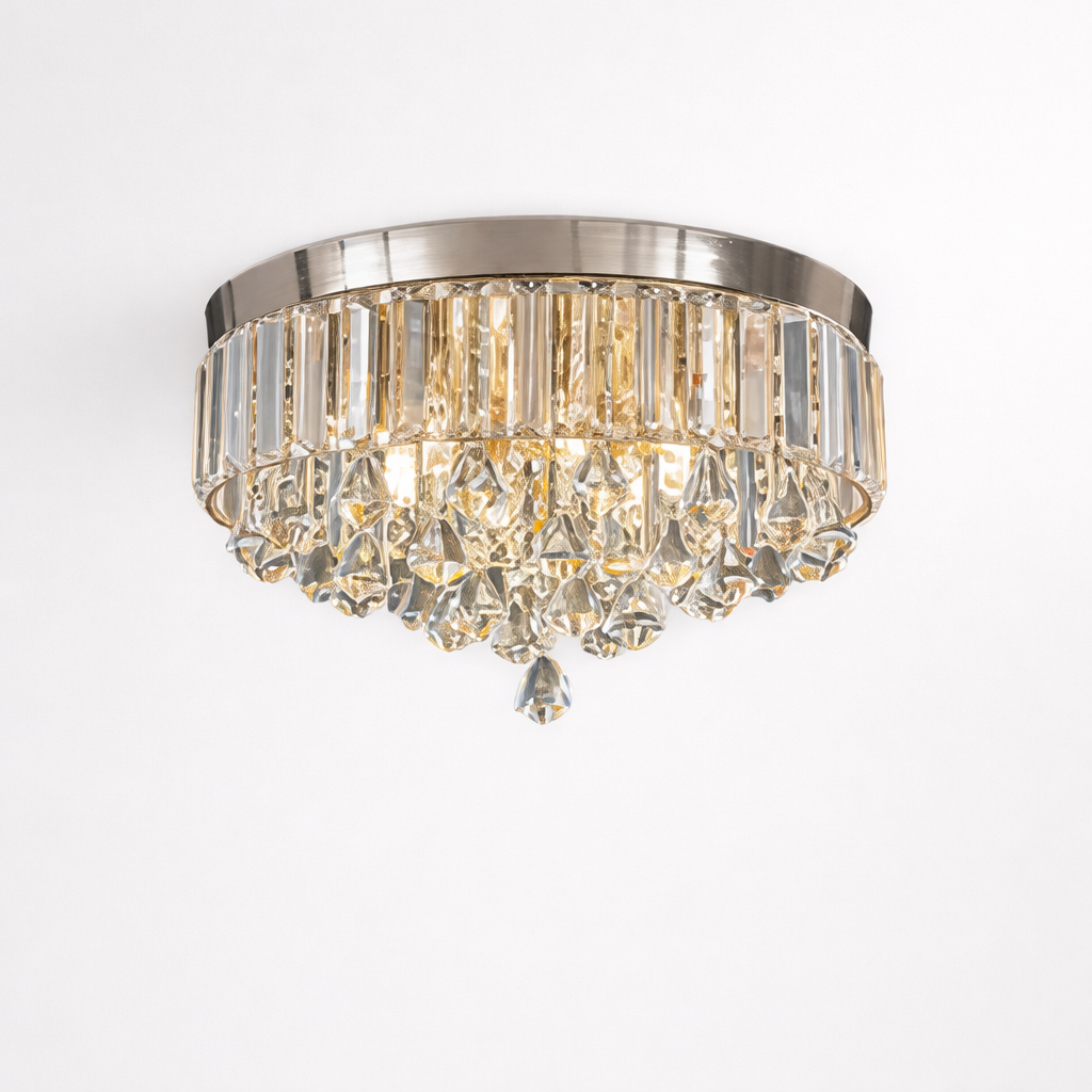 Moderne opbygget loftlampe med krystalfinish