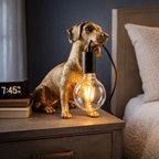 Gouden Teckel Tafellamp Met Decoratieve Lampenkap