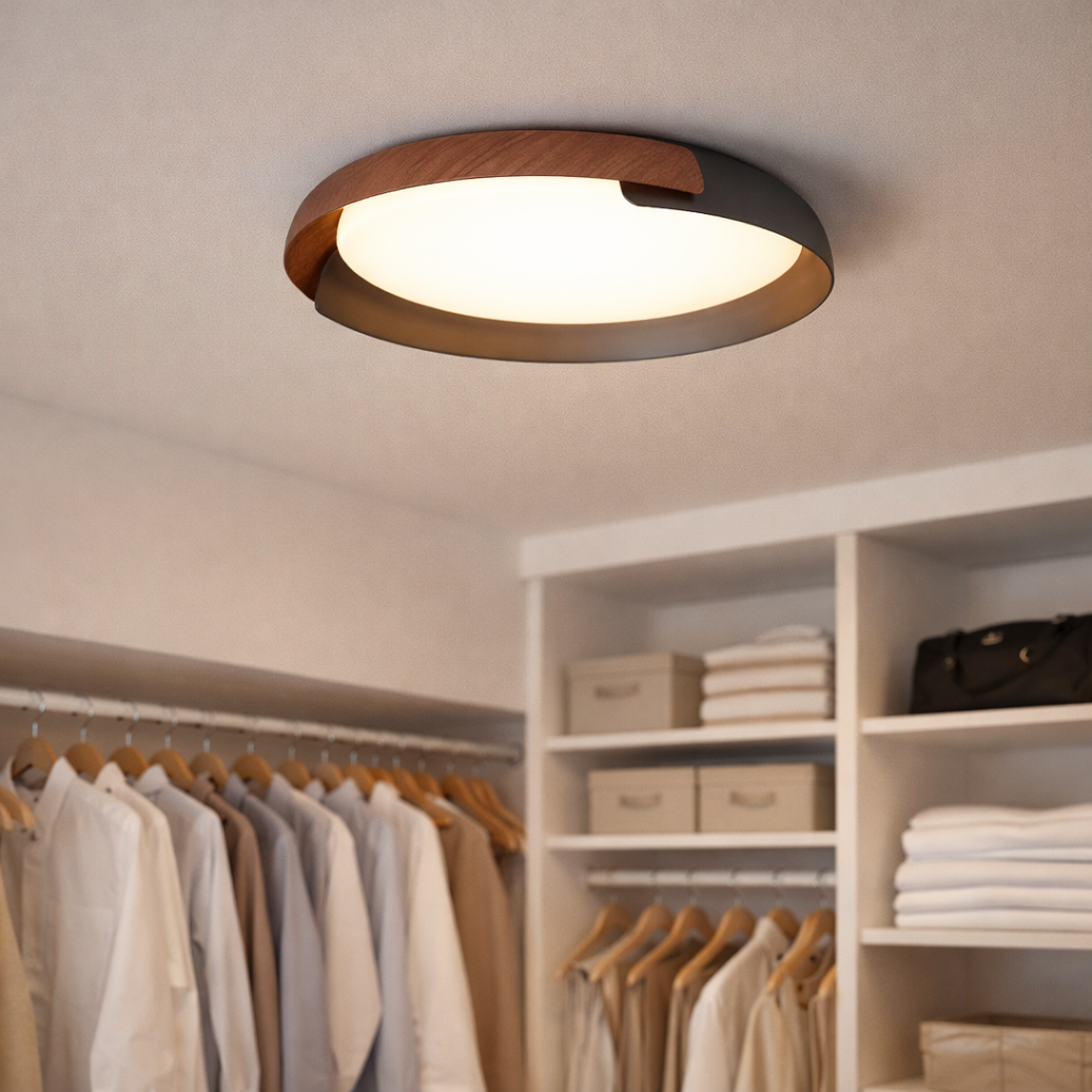 Plafonnier LED Moderne à Structure Bois