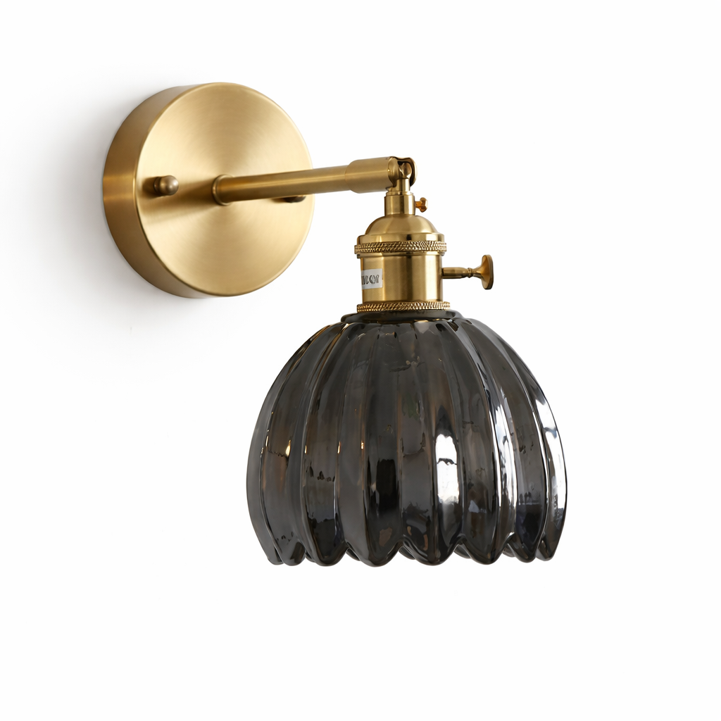 Vintage Wall Lamp with Tulip-Shaped Glass Shade