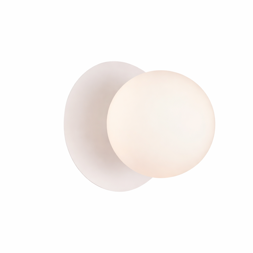 Round Wall Lamp With Opal Diffuser And White Base
