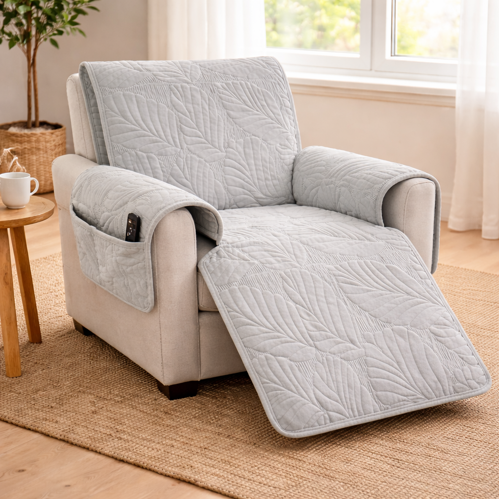 Sofaovertræk med dekorative foldedetaljer