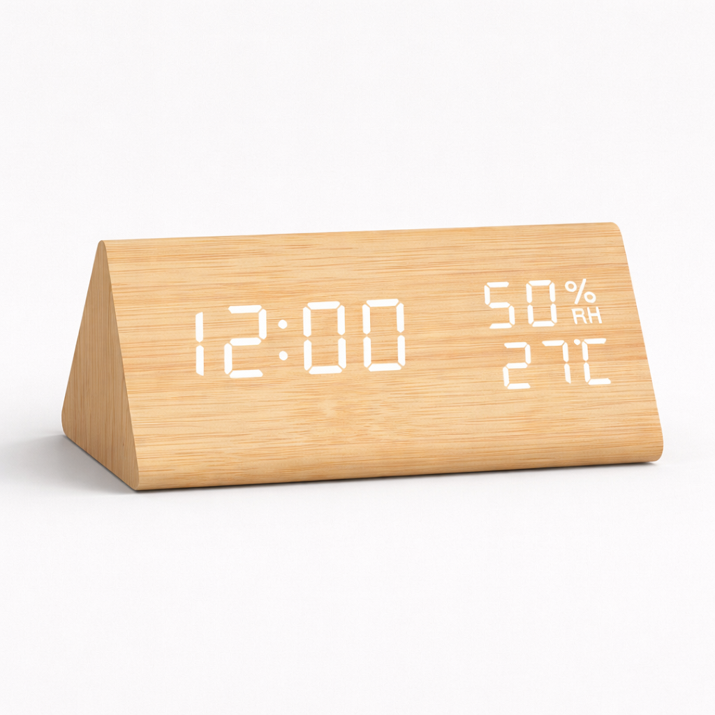 Réveil Digital en Bois avec Affichage LED