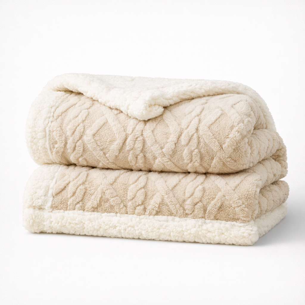 Sherpa plaid med blød tekstur