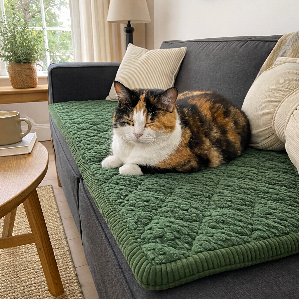 Textured Quilted Sofa Protector with Non-Slip Backing