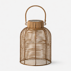Woven Solar Lamp in Natural Tones