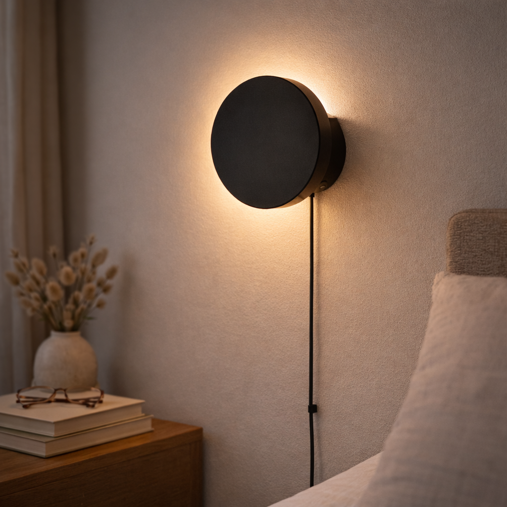 Ronde LED Wandlamp Met Instelbare Lichtkleur In Zwart