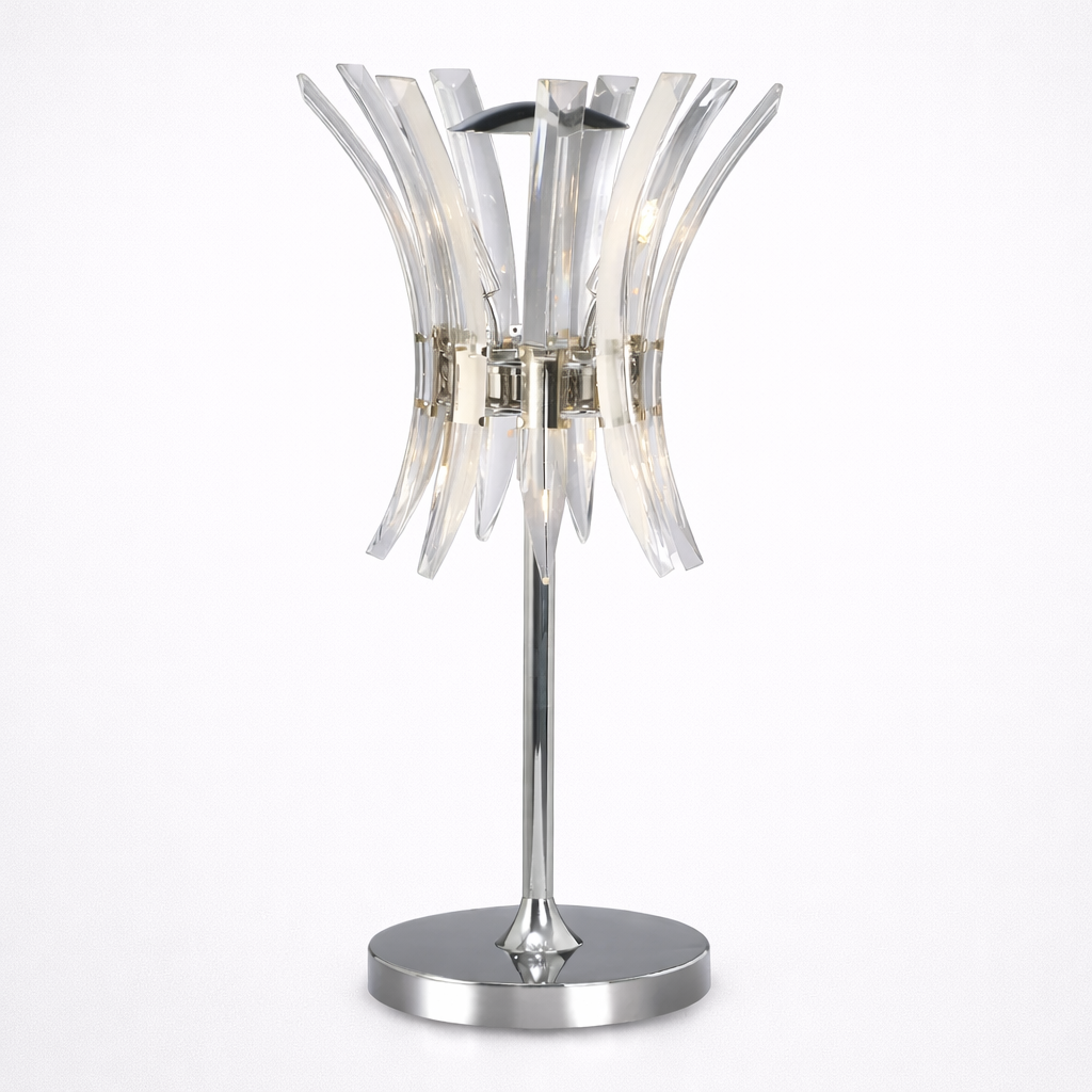 Lampe de table avec quatre points lumineux et finition chromée brillante