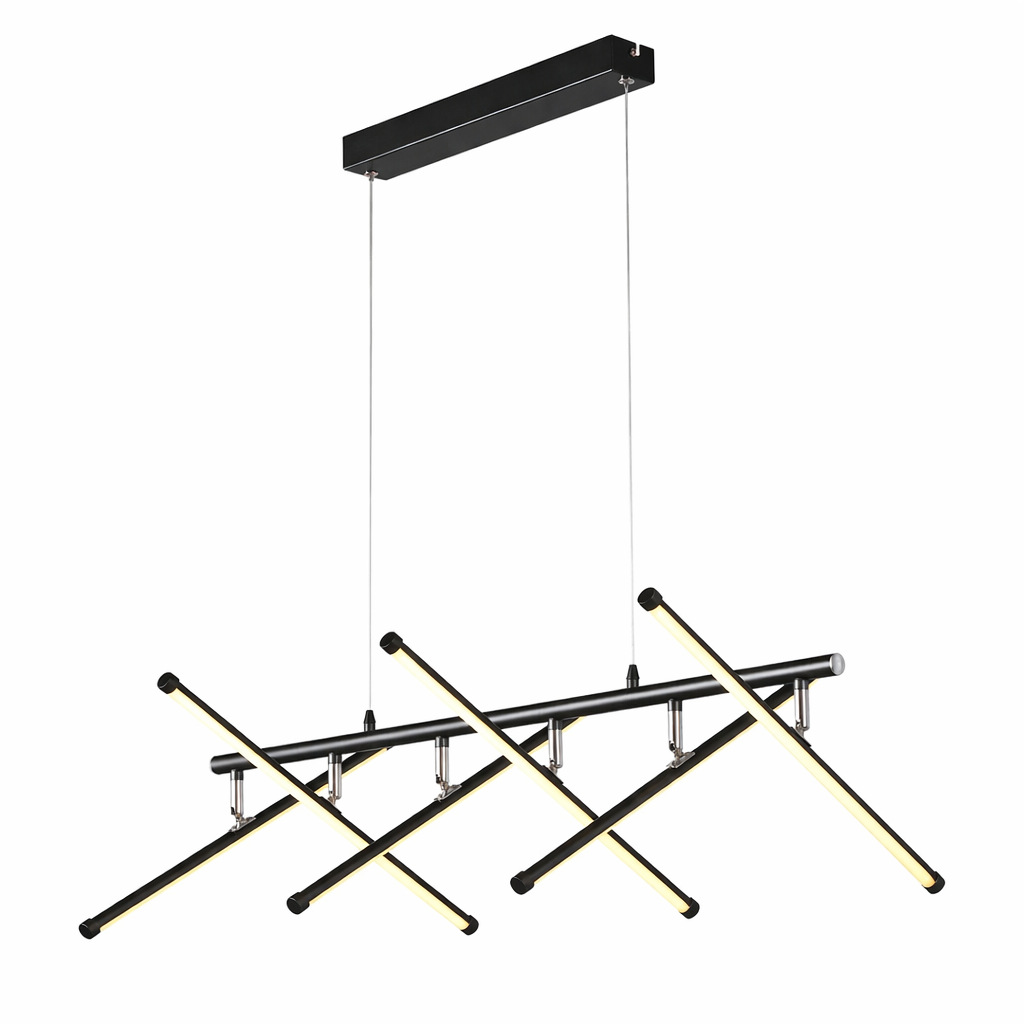 Zwarte LED Hanglamp Met Zes Lichtpunten Voor Eettafel