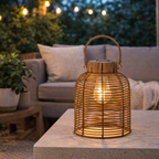 Woven Solar Lamp in Natural Tones