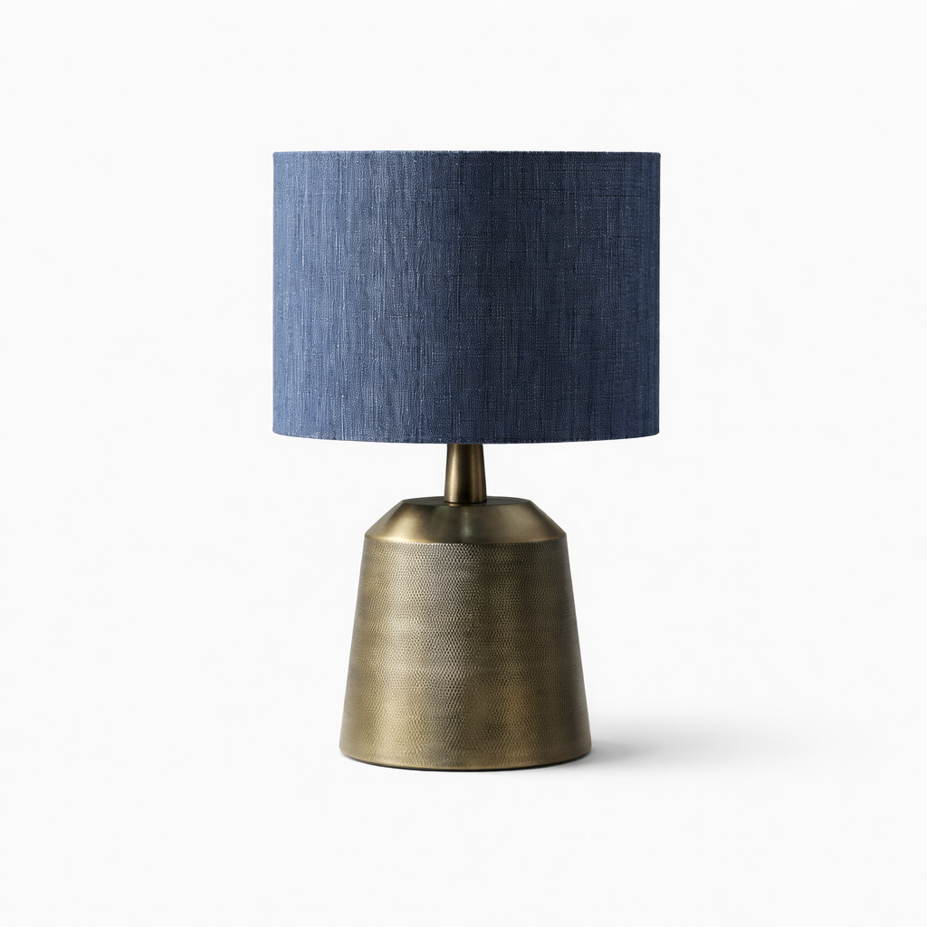Messing-Tischlampe mit klassischem Fuß und Schirm