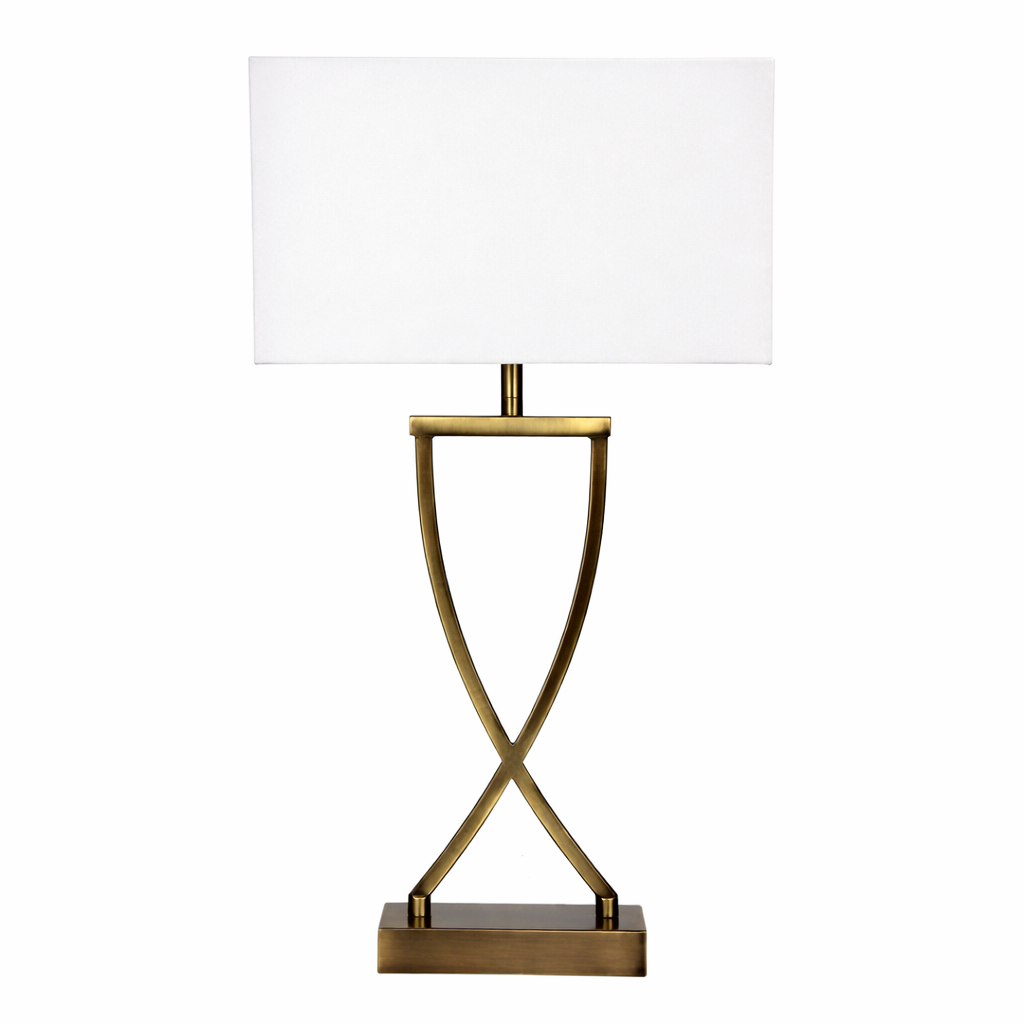 Tafellamp Met Messing Voet En Witte Lampenkap