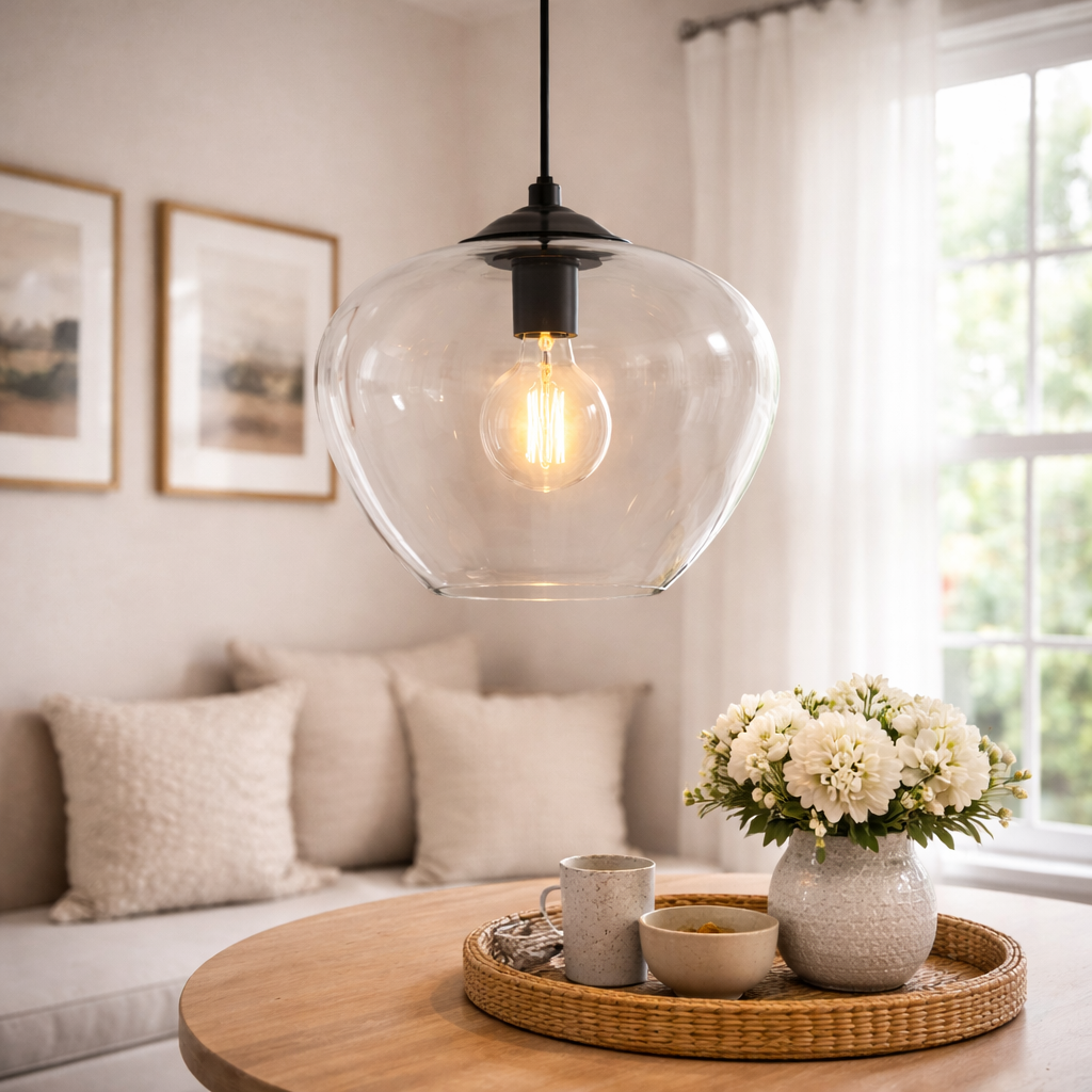 Grote Glazen Hanglamp Met Transparante Kap