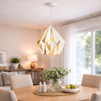 Goudkleurige Hanglamp Met Geometrische Open Kap