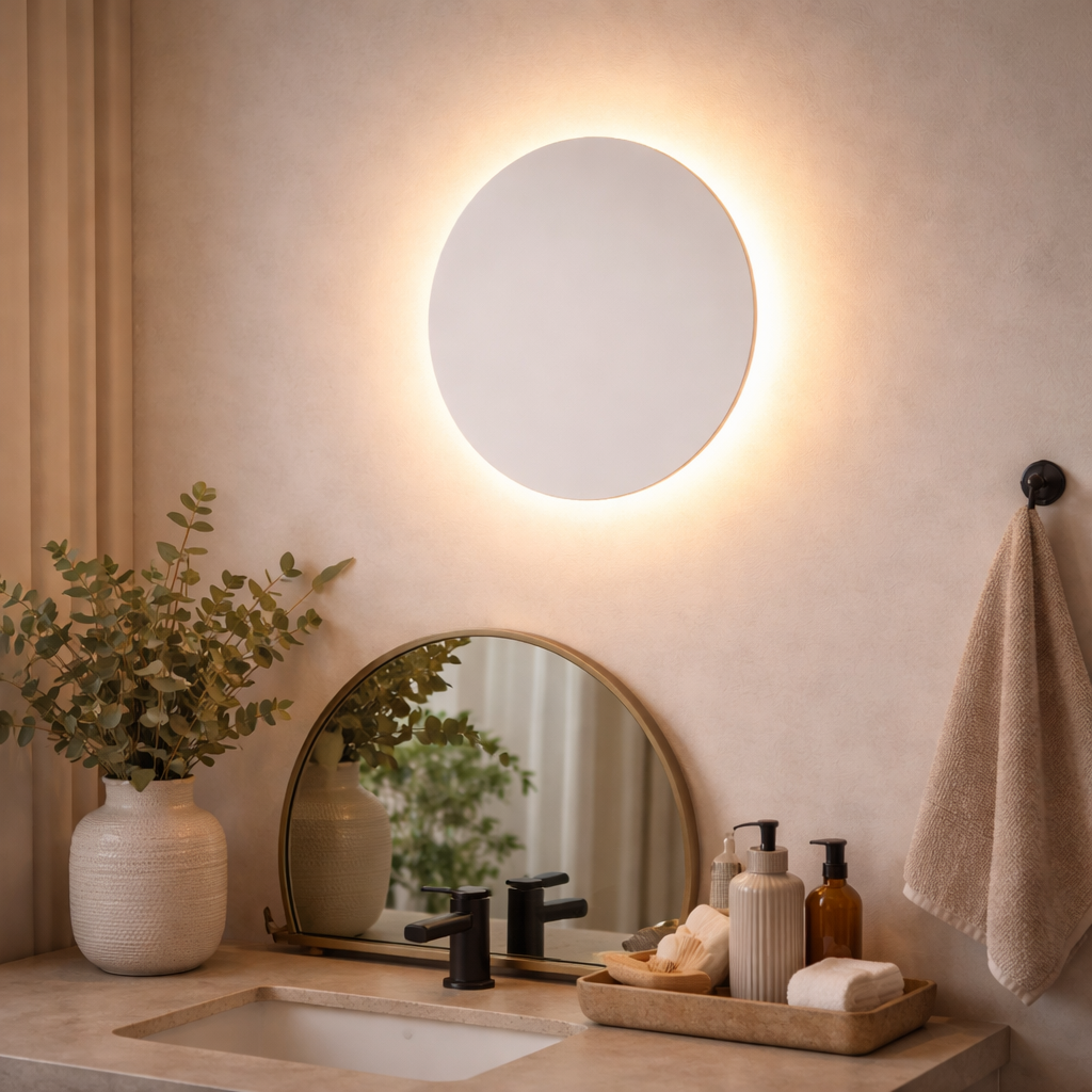 Ronde LED Wandlamp Met Achterverlichting En Instelbare Lichtkleur
