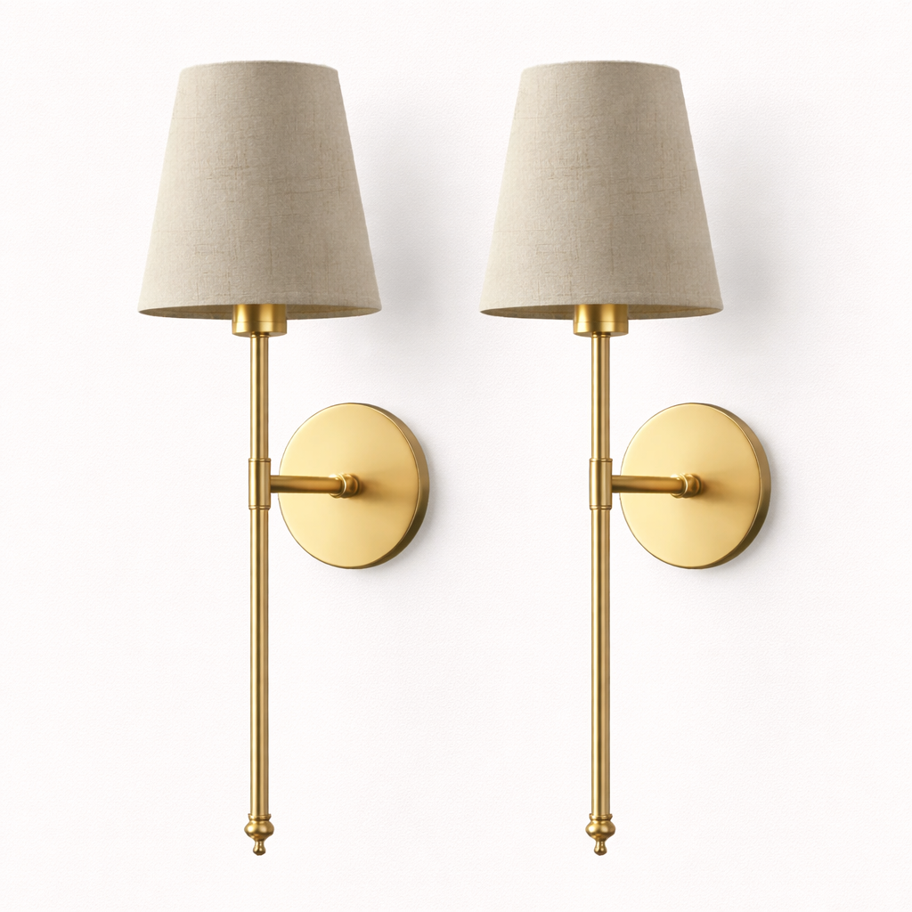 Wireless Wall Lamps in Sand Tone – Set of Two