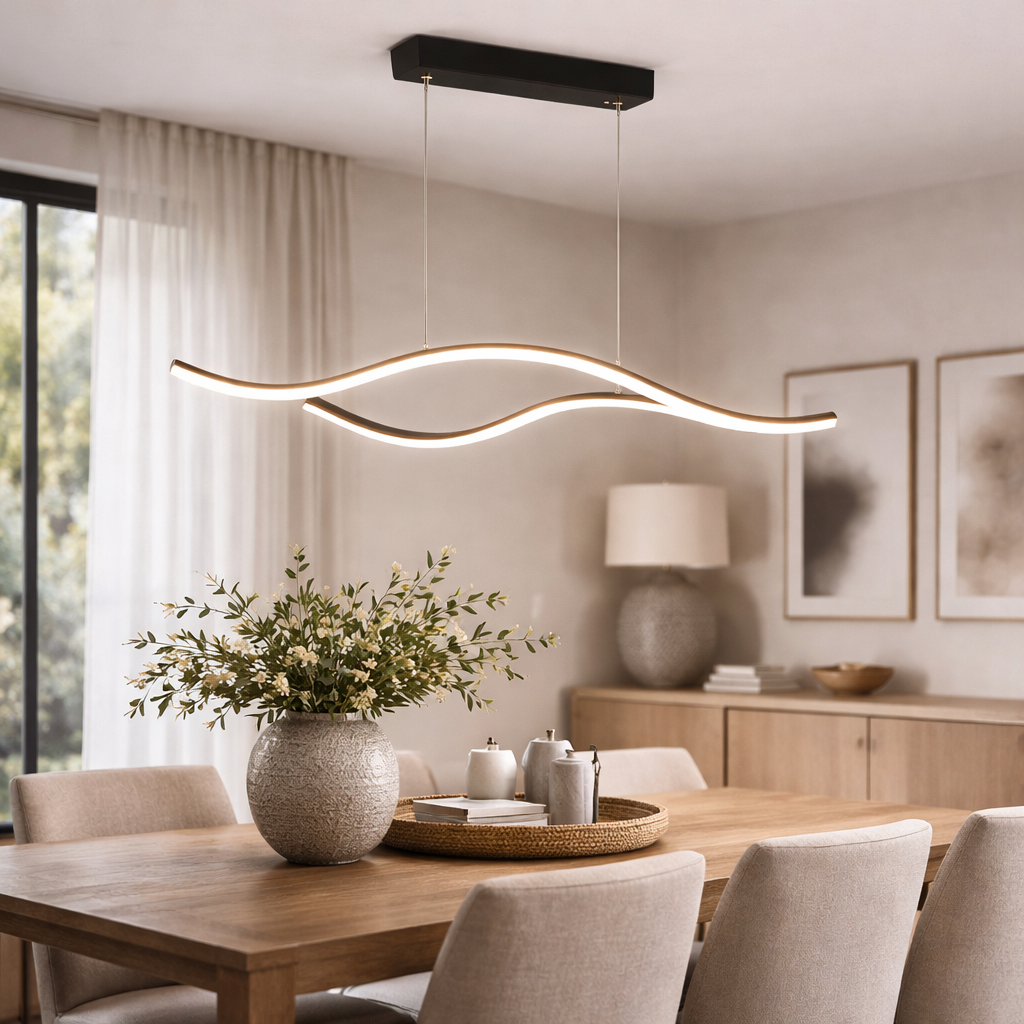 Hanglamp Met Dynamische Golfvorm En Moderne Lichtlijn