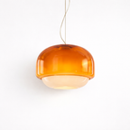 Bolvormige Hanglamp met Gekleurd Glasdesign