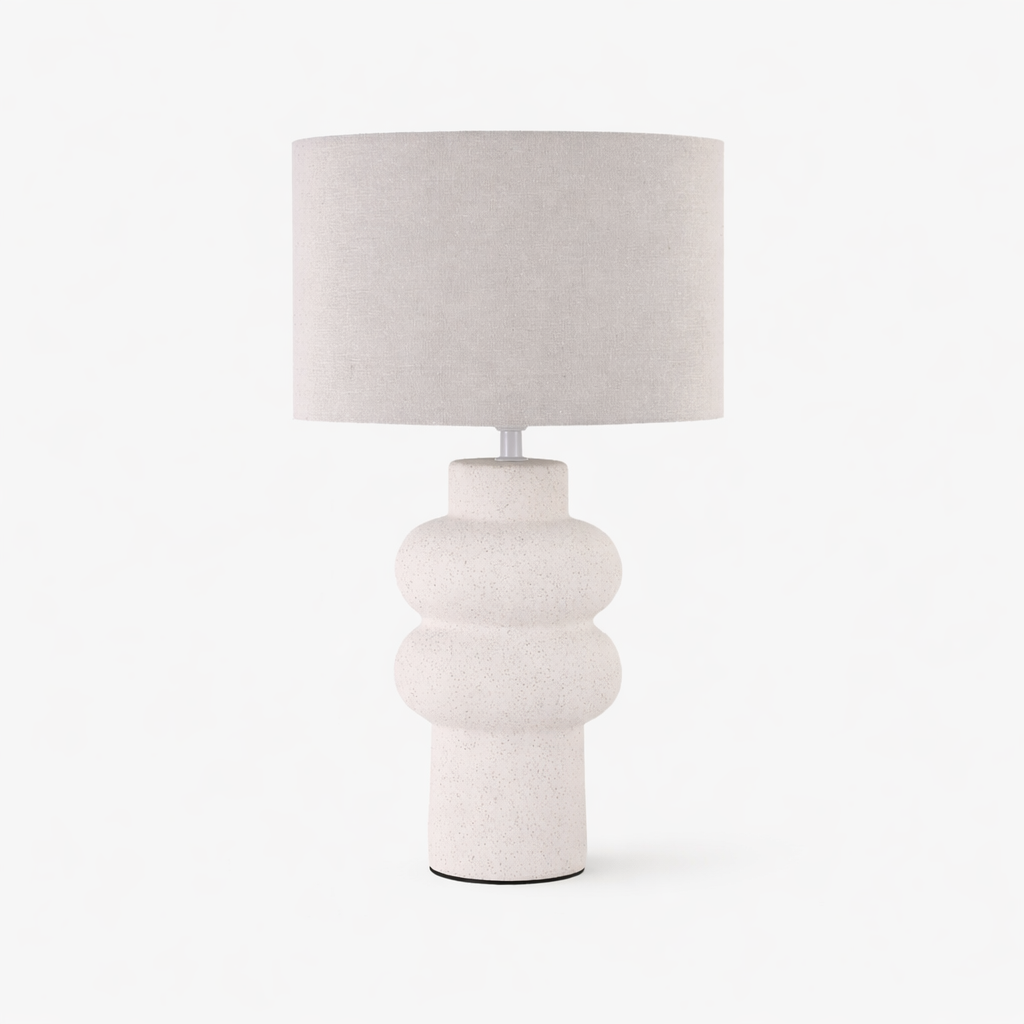 Keramische Tischlampe mit klassischem Fuß und Lampenschirm