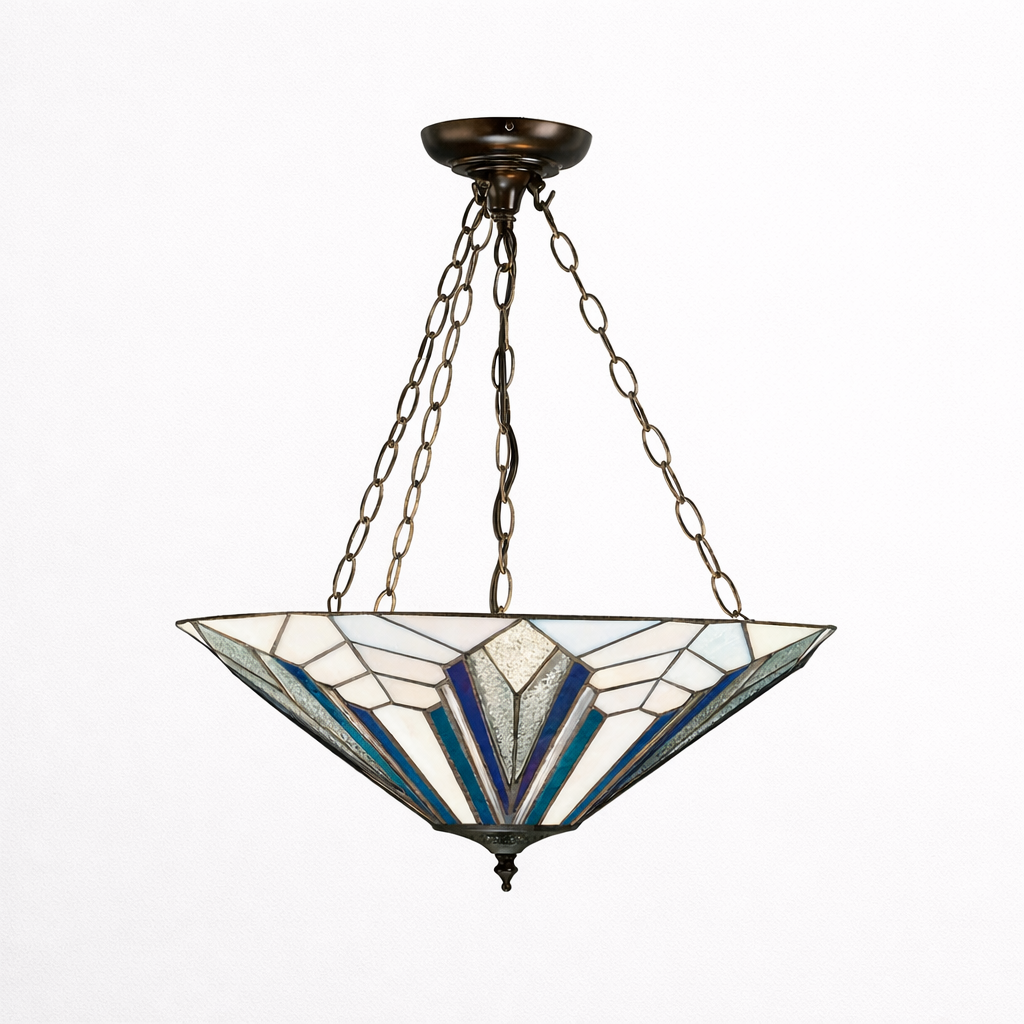 Pendant Lamp With Inverted Glass Shade In Classic Style