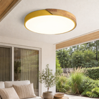 Scandinavische Ronde LED Plafondlamp Met Houten Accent