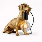 Gouden Teckel Tafellamp Met Decoratieve Lampenkap