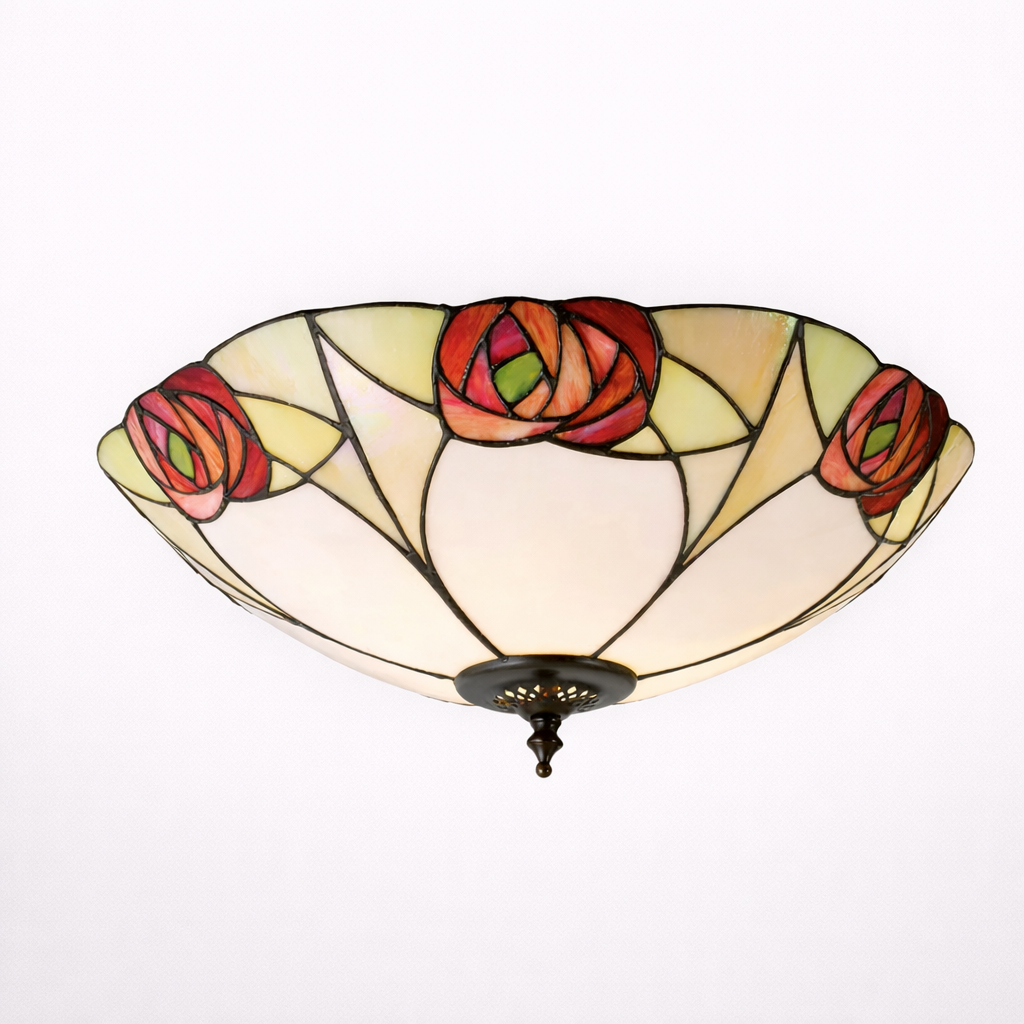 Ceiling Lamp With Stained Glass Pattern In Classic Style