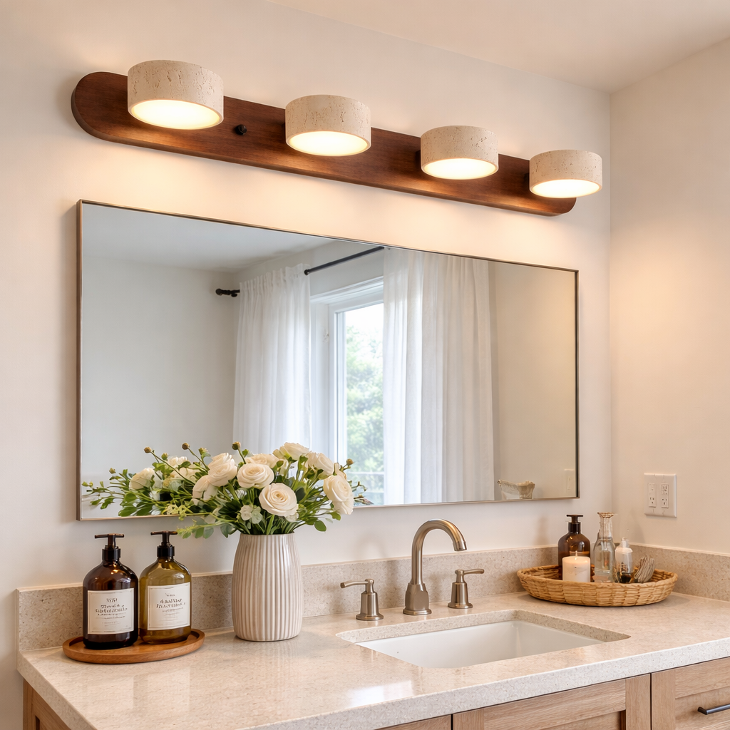 Swivel Travertine Wall Lamp in Japandi Style