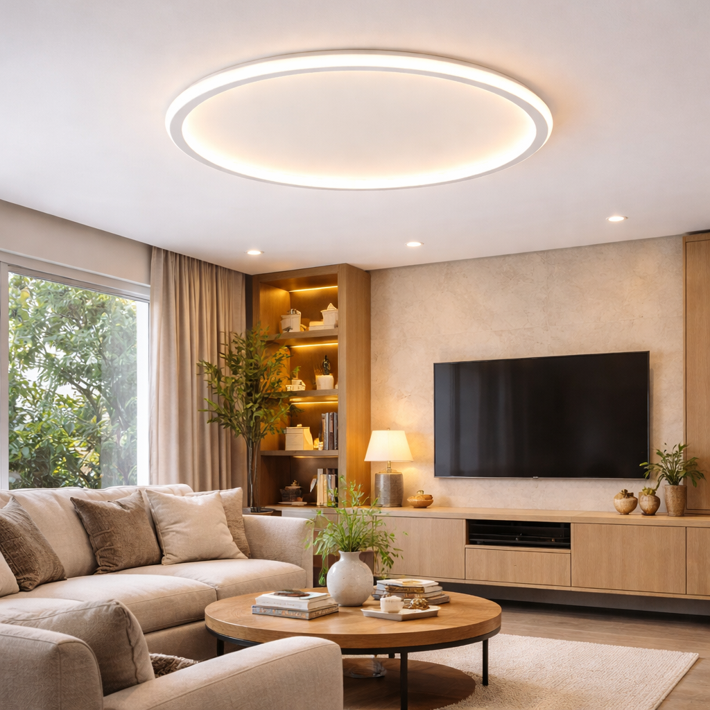 Runde LED-Deckenleuchte mit modernem Lichtkreis